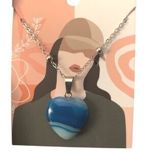 Blue Heart Pendant Necklace